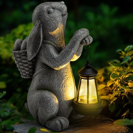 YDKOJGW Solar Garden Outdoor Statues Rabbit with Solar Lantern,Outdoor Bunny Figurines Decorations,Lawn Decor Bunny Statue for Patio, Balcony, Yard Ornament,Unique Housewarming and Easter Gifts