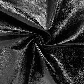 XHT 90cm x 137cm Metallic Leatherette Fabric Sparkle Faux Leather Fabric for Sewing Crafts Apparel Party Decoration-Black