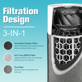 Blue Pure 311 AUTO Filter Replacement for Blueair Blue Pure 311 AUTO Air Puri-fier, H13 True HEPA Filter and Activated Carbon Filter - 2 Pack