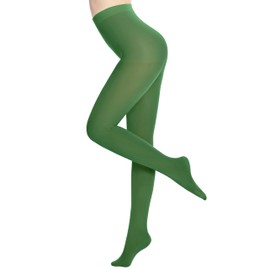 leg elegant Women's 80 Den Microfiber Soft Opaque Tights Pantyhose (Clover Green, XXL/3XL)