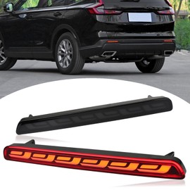 BINQIGOO Full LED Rear Bumper Reflector Tail Lights for 2023 2024 Honda CR-V CRV Daytime Running Light Turn Signal Brake Lamps (REAR BUMPER LIGHT(SMOKED))