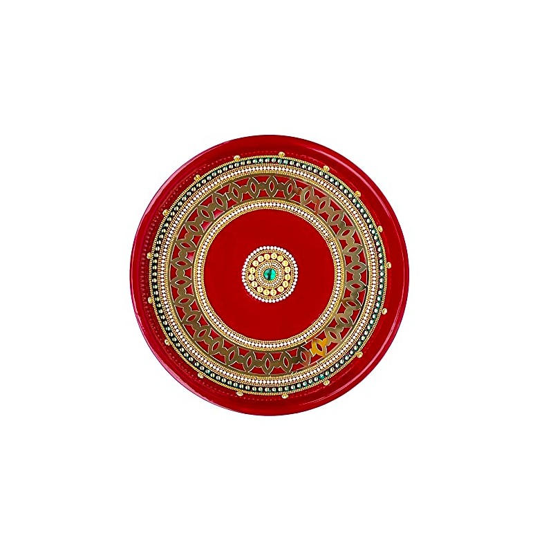 Aditri Creation Handcrafted Pooja Thali Plate Engagement Plate Decorative Steel