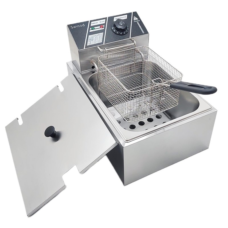 Electric Deep Fryer with Basket for Home Use, Countertop Commercial