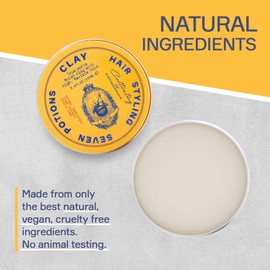 Hair Styling Clay For Men 3.4 fl oz - Matte Finish - High Hold - Water Based Pomade - Natural, Vegan, Cruelty Free