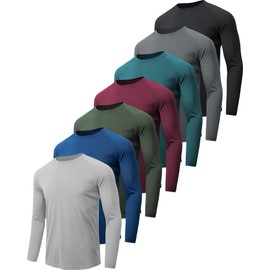 MLYENX 4-7 Pack Long Sleeve Shirts for Men Quick Dry Moisture Wicking Mens Long Sleeve Tee Shirts Workout T Shirts