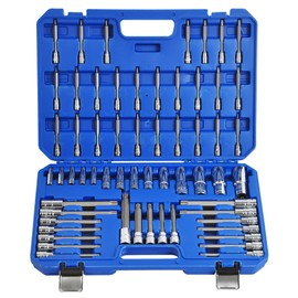 60pcs Extra Long Socket Bits and Deep Socket Set, S2 Tamperproof Torx Plus Bits and Cr-V Steel E-Torx Socket, 1/4Inch 3/8Inch 1/2 Inch Drive