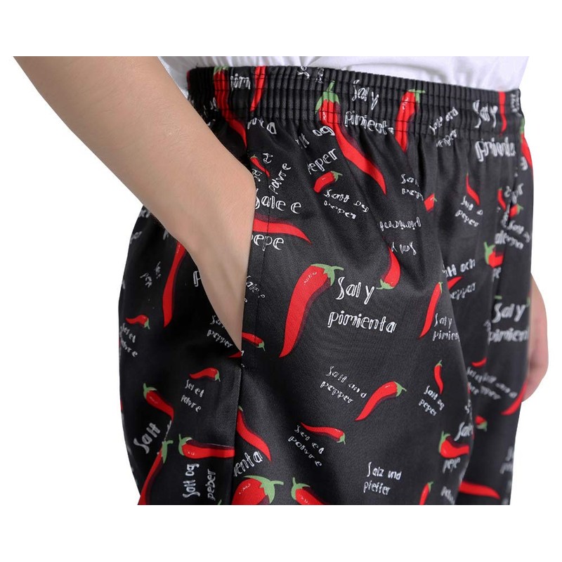 Nideen Men’s and Women's Baggy Printed Chef Pants Kitchen Uniforms