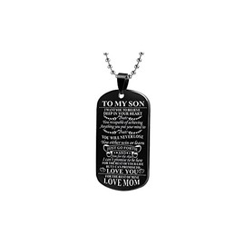 SBI Jewelry Black Dog Tag Silver Necklace for Women Men Military Army Pendant for Son From Mum Christmas Birthday Stainless Steel