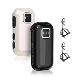 KAYOTOM Super Mini Small Walkie Talkies Portable PTT Push-to-Talk Two Way Radios for Outdoor,Baseball,Restaurant, Security, Golf, Yacht,Supermarket (2 Pack and Earpiece with Mic) (Black White, 2 Pack)