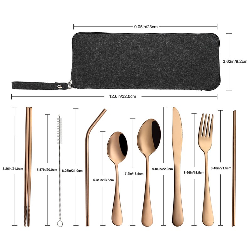 Portable Travel Utensils, Reusable Silverware with Case for Fixing Tableware,