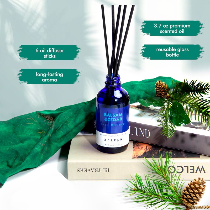 Xcleen Reed Diffusers for Home, Balsam & Cedar Diffuser with