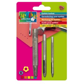 Vaessen Creative Eyelets Toolset 3pcs, Steel Multi-Colour, 14x9.3x1.3 cm