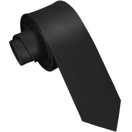 UETLRO Black Ties Solid Pure Color Formal 2.35" (6CM) Slim Neckties Skinny Ties For Men, Black, Medium