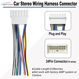 24Pin Car Radio Wiring Harness for Hyundai 2006-2008 KIA 2005-2008 Aftermarket Car Stereo Wiring Harness Connector for Elantra Accent Optima Rio Car Stereo Radio Wiring Harness Cable Install
