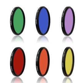Toileum 55mm 6pcs Full Color Lens Filter Set, 55MM Color Lens Filters, Orange, Blue, Yellow, Green, Purple, Red 6 Filter Set+1 Lens Cleaning Cloth + 1 x Lens Cleaning Tissue + 1 Lens Pen + 1 Storage