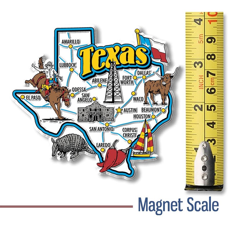 Texas Six-Piece State Magnet Set by Classic Magnets, Includes 6