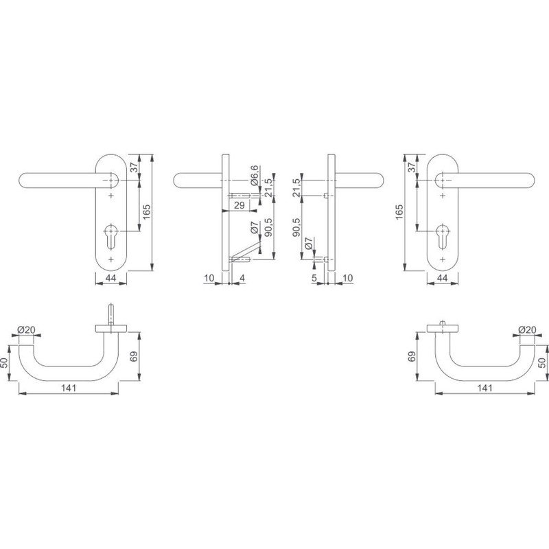 HOPPE Paris 10722808 Fire Protection Door Handle Set Matt Stainless