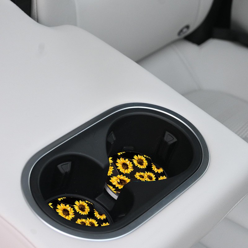 Sunflowers Absorbent Car Coasters 2 Pack for Cup Holders, 2.56"