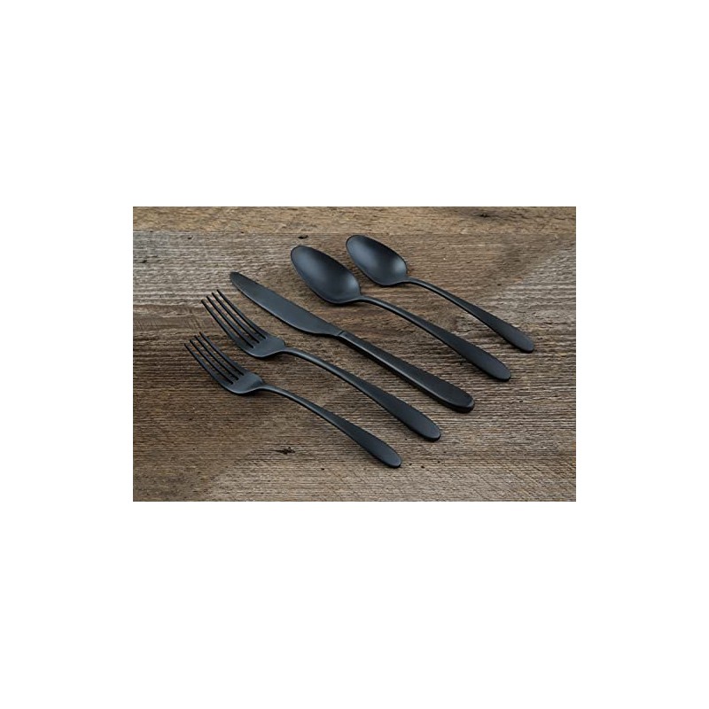 Cambridge Silversmiths Poet Black Satin 20-Piece Flatware Set, Service for