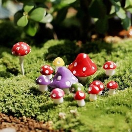 Set of 8 Red Mushroom Ornaments for Fairy Gardens & Landscaping BL00514 100ea