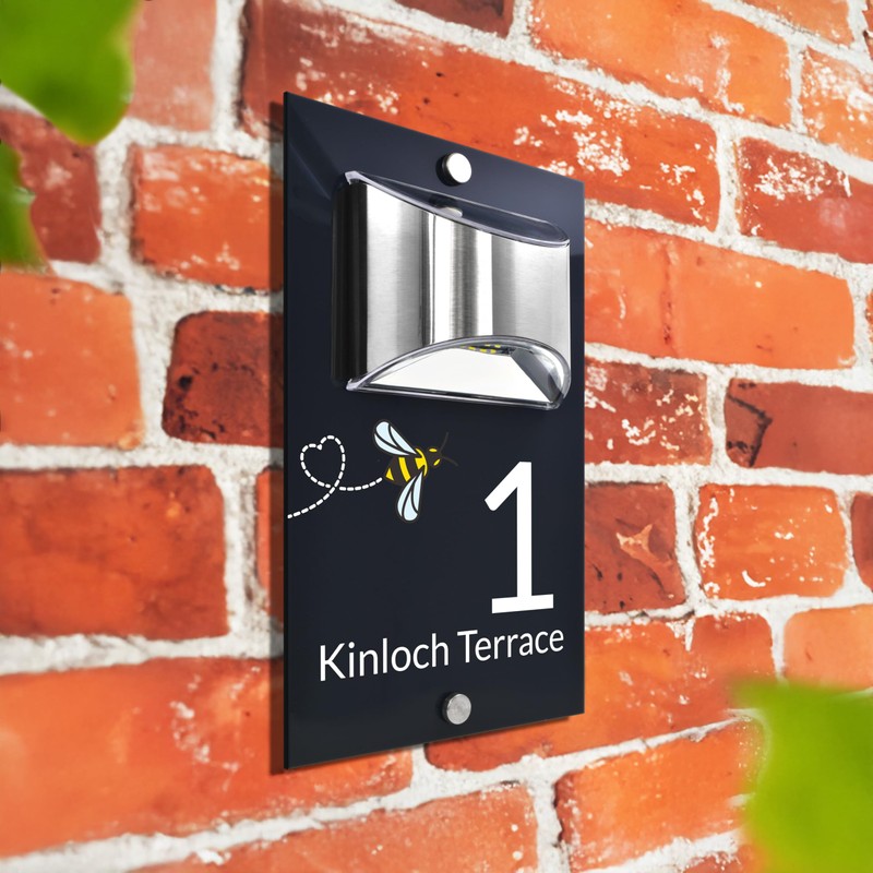 Custom Signs Solar Illuminated Modern Anthracite House Number Sign 24cm