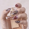 Sethexy Shiny Oval False Nails Chic Moon Star Sparkle Wine