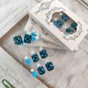 24Pcs Blue Leopard Press on Toenails Short Square Fake Toe