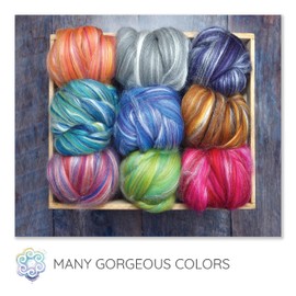 SILK MERINO Fiber for Spinning. Super Soft Combed Top Wool Roving for Hand Spinning, Wet Felting, Nuno Felting, Needle Felting, Soap Making, Paper Making and Embellishments. Night Out