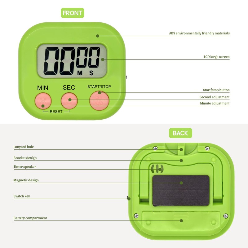 PAITOK Digital Timer Kitchen Timers with Back Stand for Cooking,Versatile