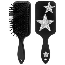 Framendino, Crystal Sparkly Hair Brush Black Detangling Massage Brush for Women All Hair Types