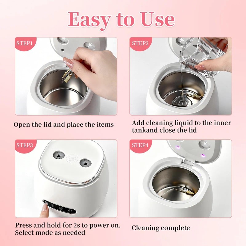BQAN Rechargeable Nail Tool Cleaner, 3 Timers Mode Jewelry Cleaner,