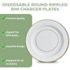 Elegant White/Gold Plastic Charger Paper Plates with Ruffled Rim -