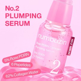 numbuzin Suero No.2 Rose PDRN Collagen Plumping Serum Brillante, hidratante, reafirmante, cuidado de la piel coreano colágeno, péptidos, PDRN para pieles secas y mixtas 1.01 onzas líquidas