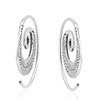 Feather Nature Branch Sterling Silver Spiral Slide Hoop Earrings