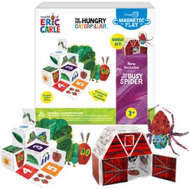 CreateOn Eric Carle The Very Hungry Caterpillar & Bonus Very Busy Spider Playset, Magnetic Building Toys, Educational, STEM and Montessori Tools, Magnetic Tiles for Kids Ages 3+, 24 Pieces