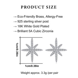 IUDWCG 1 Pair Boho North Star Ear Cuff Earrings Silver Cuff Wrap Earrings Pave Star Cartilage Cuff Earrings Tiny Non-Pierced Ear Clips Jewellery for Women and Girls (Silver), Silver