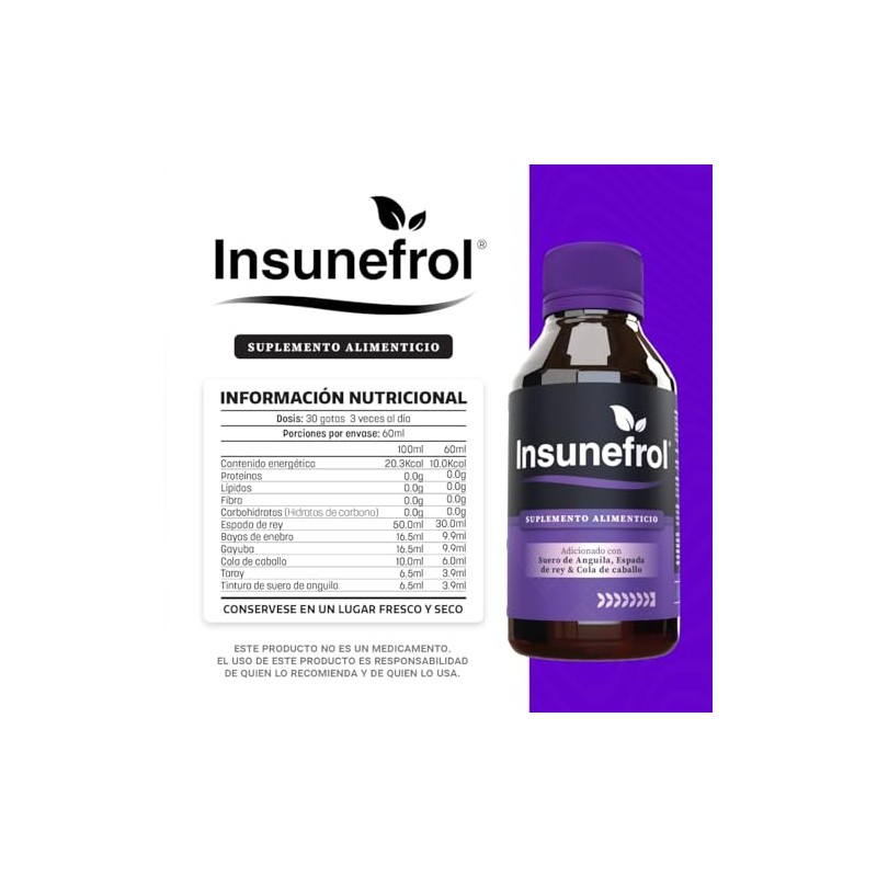 Insunefrol Suplemento Alimenticio para Apoyo Renal - 60ml - Extracto