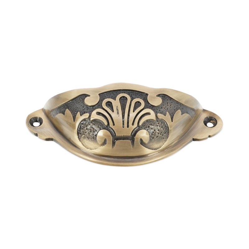 Infinity Decor Traditional Antique Brass Half Moon Floral Cup Shell