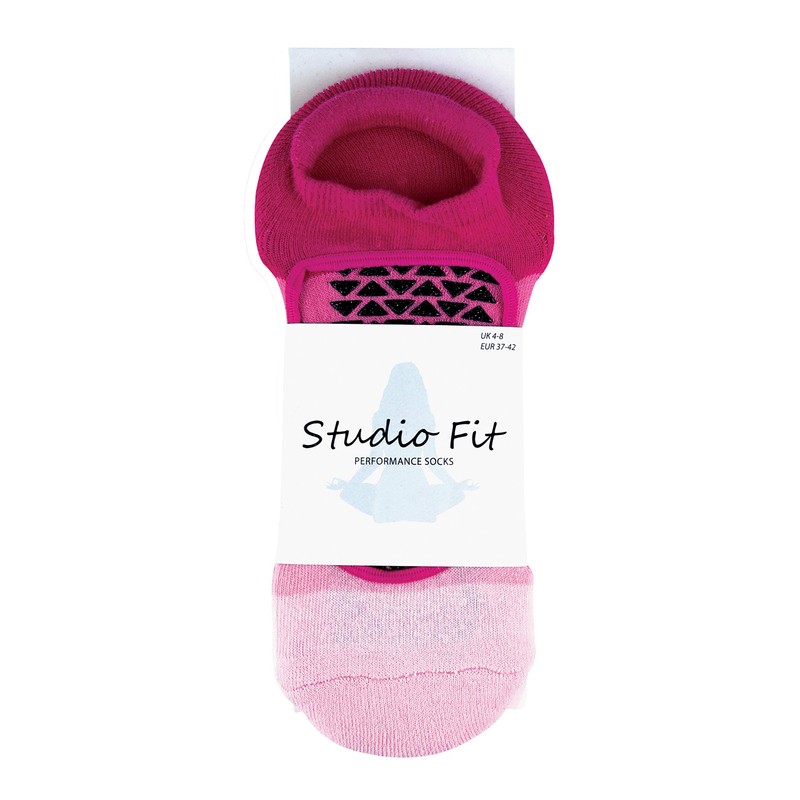 Pack of 2 Women's Cotton Colourful Non-Slip Yoga Socks with