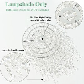 Hi-ERA Lamp Shades Ceiling, Acrylic Light Shade, Ceiling Light Shade Faux Chandelier for Bedroom, Beaded Lampshade Height 30cm, 3 Tiers, Clear