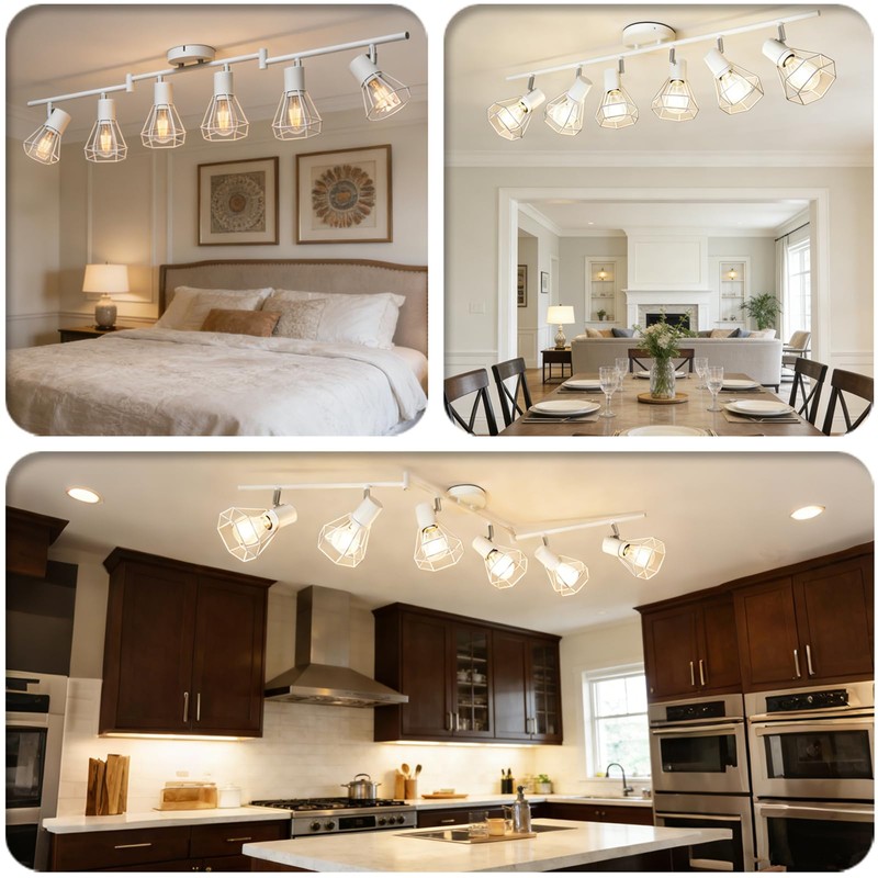 HiBay 6-Light Track Lighting, Directional Ceiling Track Light Fixture, White
