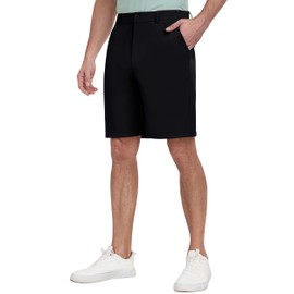 PEGENO Golf Shorts Mens Dress Shorts Casual Summer Short Pants Quick Dry Hiking Shorts with 4 Pockets (Black Large)