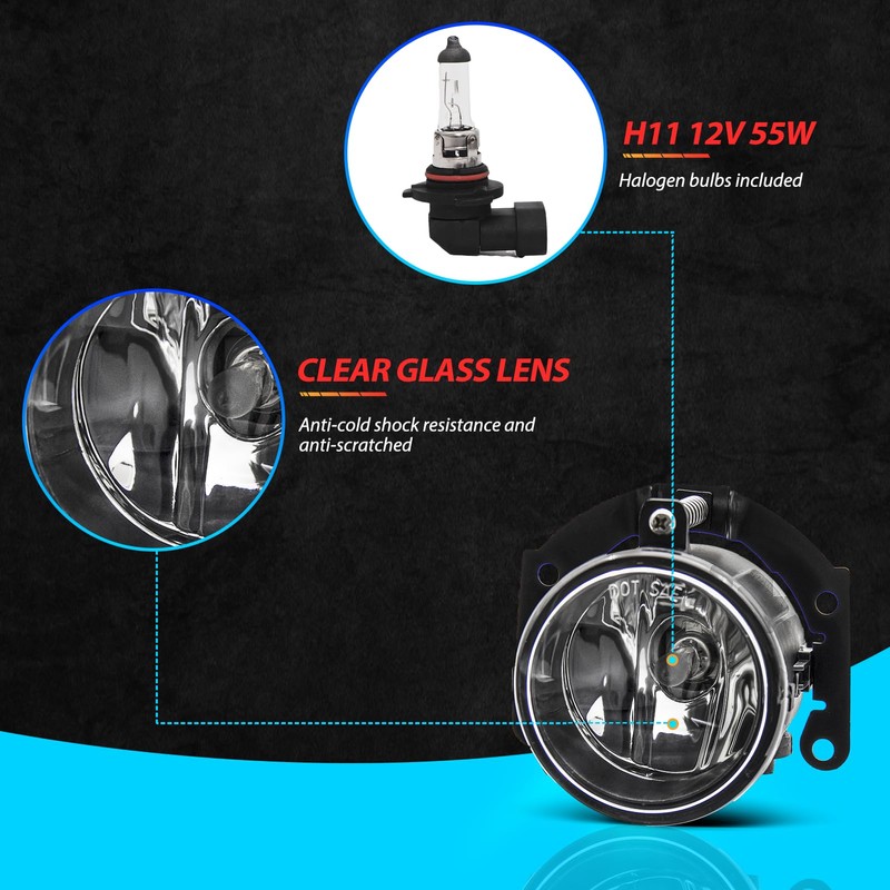 SPIEGEER Fog Lights Assembly for 2010 2011 2012 2013 2014