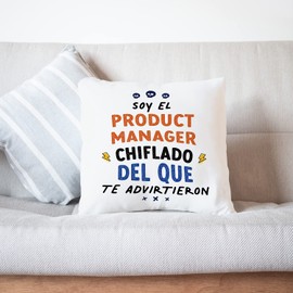 MUGFFINS PRODUCT MANAGER man Cushion Padding included - in Spanish - Todos te advirtieron - Funny gift - Pillow: cover and filling 15.7x15.7 inches