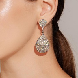 Stocking Stuffers Teardrop Sparkle Earrings for Women Rhinestone Dangle Earrings for Wedding Prom Statement Earrings Jewelry Gifts