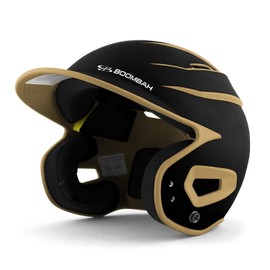 Boombah DEFCON Batting Helmet Sleek Profile Black/Vegas Gold - Size Junior 6 1/4" - 7"