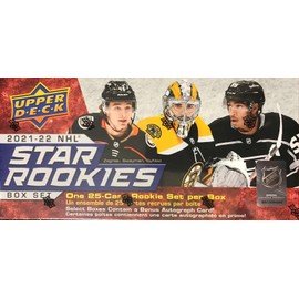 Upper Deck Star ROOKIES 2021 2022 Hockey Limited Edition Factory Sealed 25 Card Rookie Set with Cole Caufield and Trevor Zegras and Jeremy Swayman Plus Others