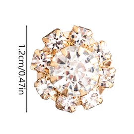 30PCS 12mm Rhinestone Gold Buttons, Flatback Crystal Flower Buttons Embellishments Wedding Bridal Bouquet Accessory for Women Crafts DIY Jewelry Making Clothes Bags Shoes Decoration