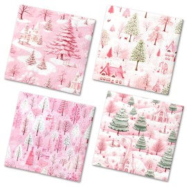 Pink Christmas Tree Napkins-Christmas Party Decorations (Pink)