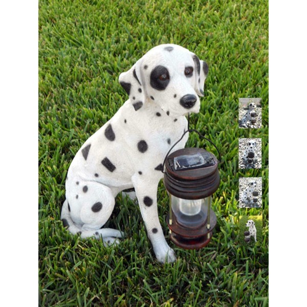 A-FFORDABLE Outdoor Garden Yard Landscape Dalmatian Dog with Lantern Solar LED Light Perfect for Christmas Gift, Holiday Gift
